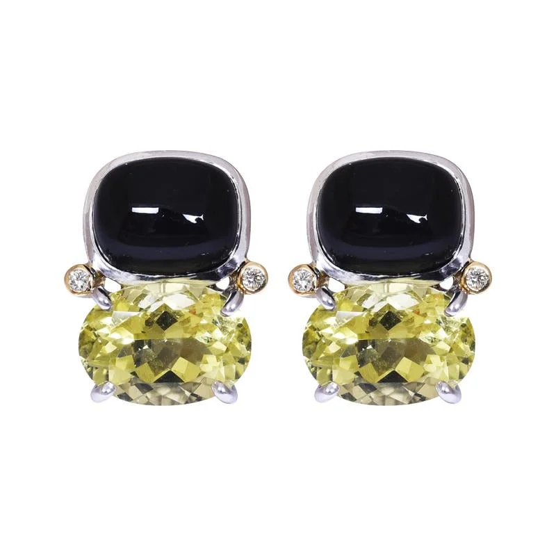 zodiac earrings for astrology lovers -Earrings- Onyx, Lemon Quartz and Diamond  (40CM)