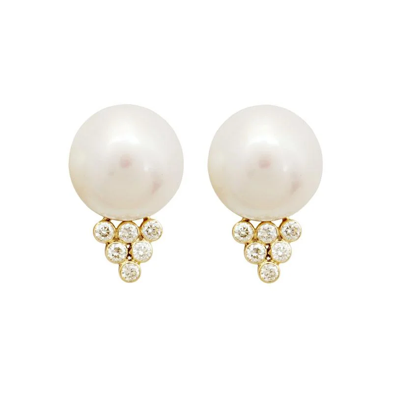 gothic earrings for men -Earrings-Pearl and Diamond  (1723K)