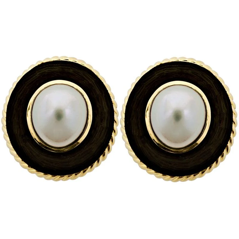 statement earrings for casual wear -Earrings-Pearl (Enamel)  (1851F)