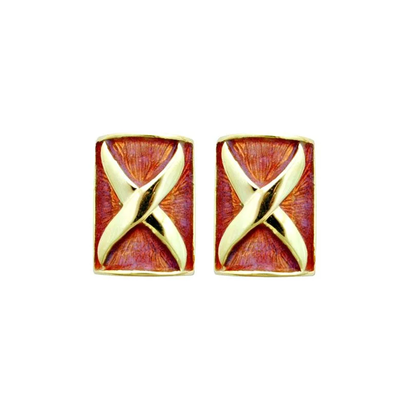 simple stud earrings for girls -Earrings-Plain Gold (Enamel)  (1876B)