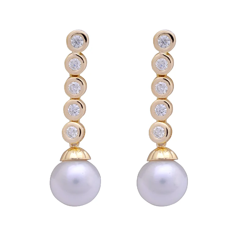 opal earrings for women -Earrings- South Sea Pearl and Diamond