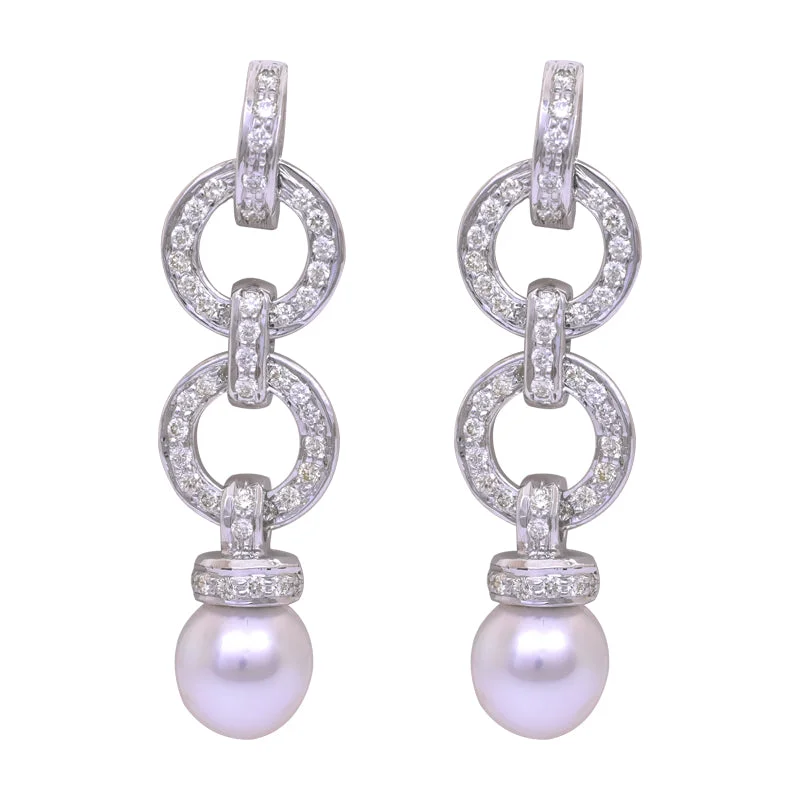 sapphire earrings for formal occasions -Earrings- South Sea Pearl and Diamond