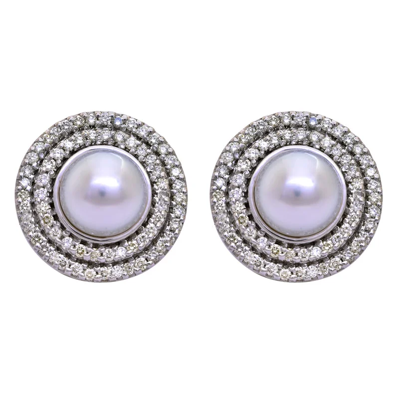 unique earrings for fashionistas -Earrings- South Sea Pearl and Diamond