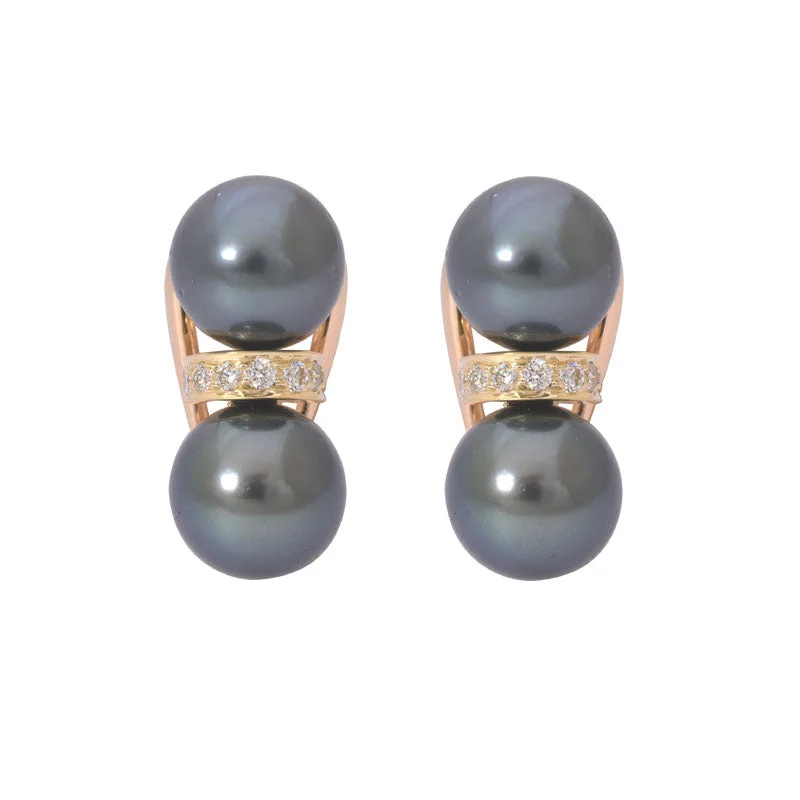 geometric drop earrings for women -EARRINGS- SOUTH SEA PEARL AND DIAMOND