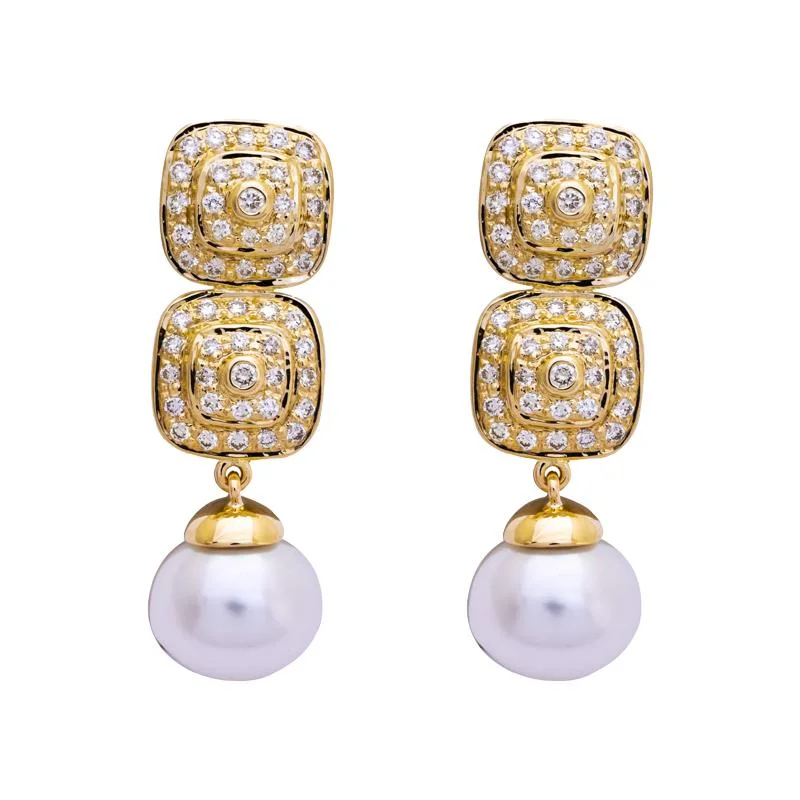 rose gold earrings for girls -Earrings- South Sea Pearl and Diamond  (2203E)