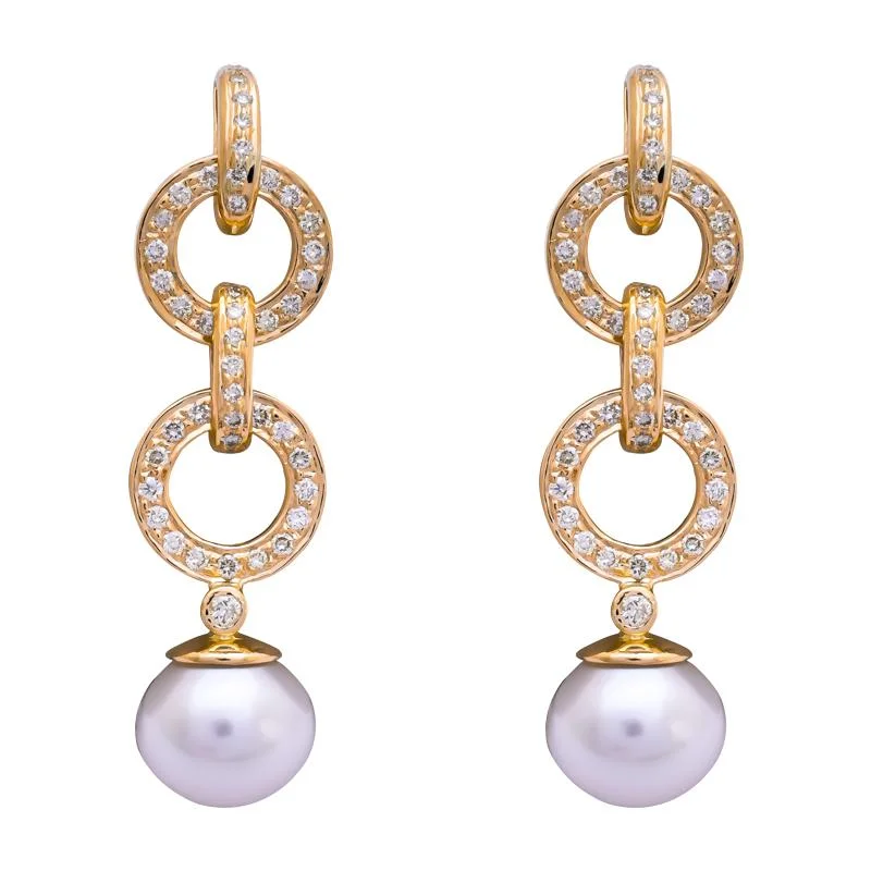 crystal earrings for special occasions -Earrings- South Sea Pearl and Diamond  (2203B)