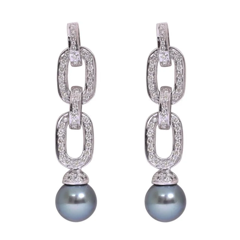 cute heart-shaped earrings for girls -Earrings- South Sea Pearl and Diamond  (28HM)