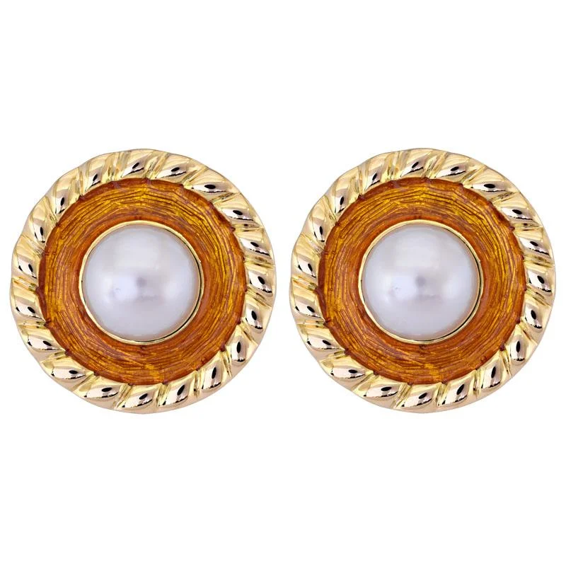 custom engraved earrings for gifts -Earrings- South Sea Pearl (Enamel)  (2171A)