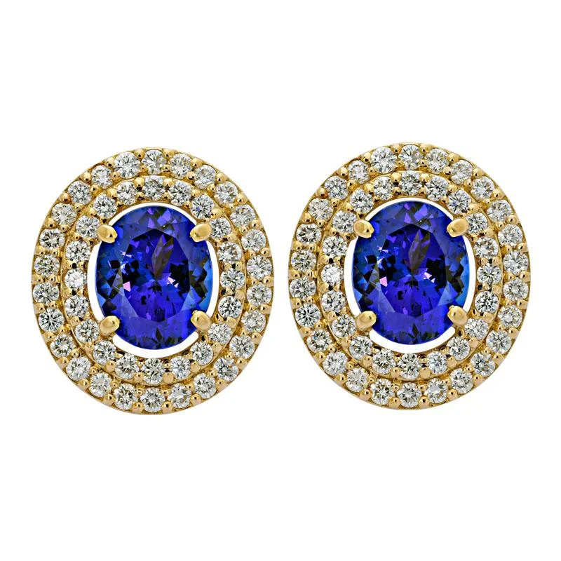 drop earrings for evening wear -Earrings- Tanzanite and Diamond  (2171G)