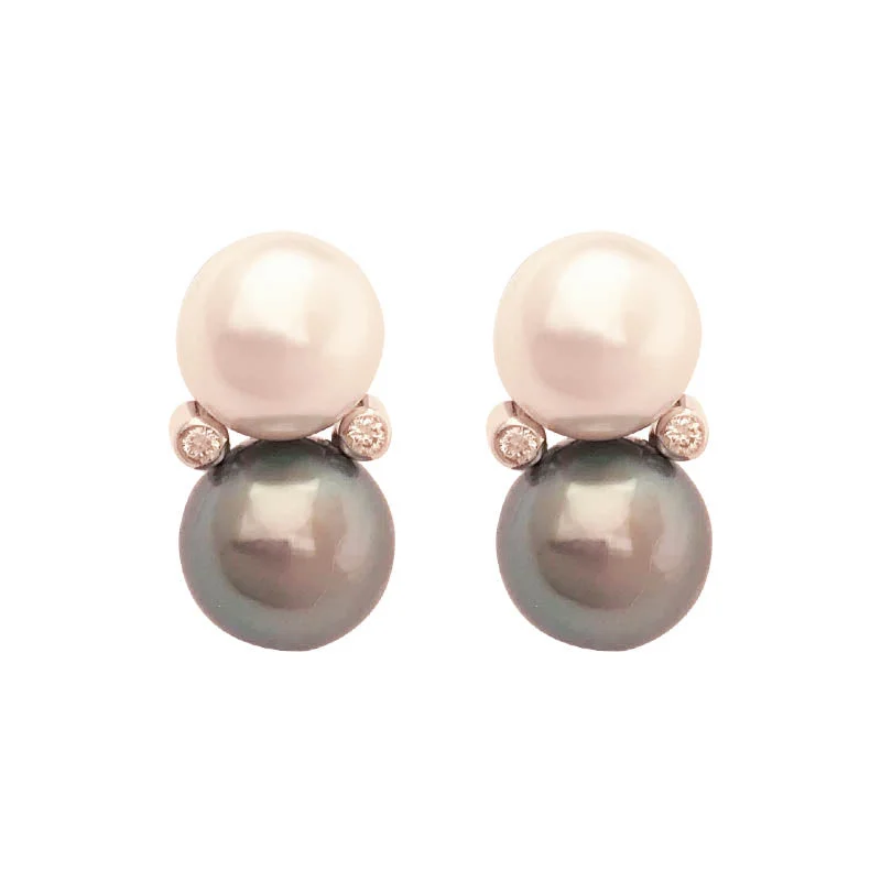 rose gold earrings for girls -EARRINGS - S.S. PEARL AND DIAMOND IN SILVER